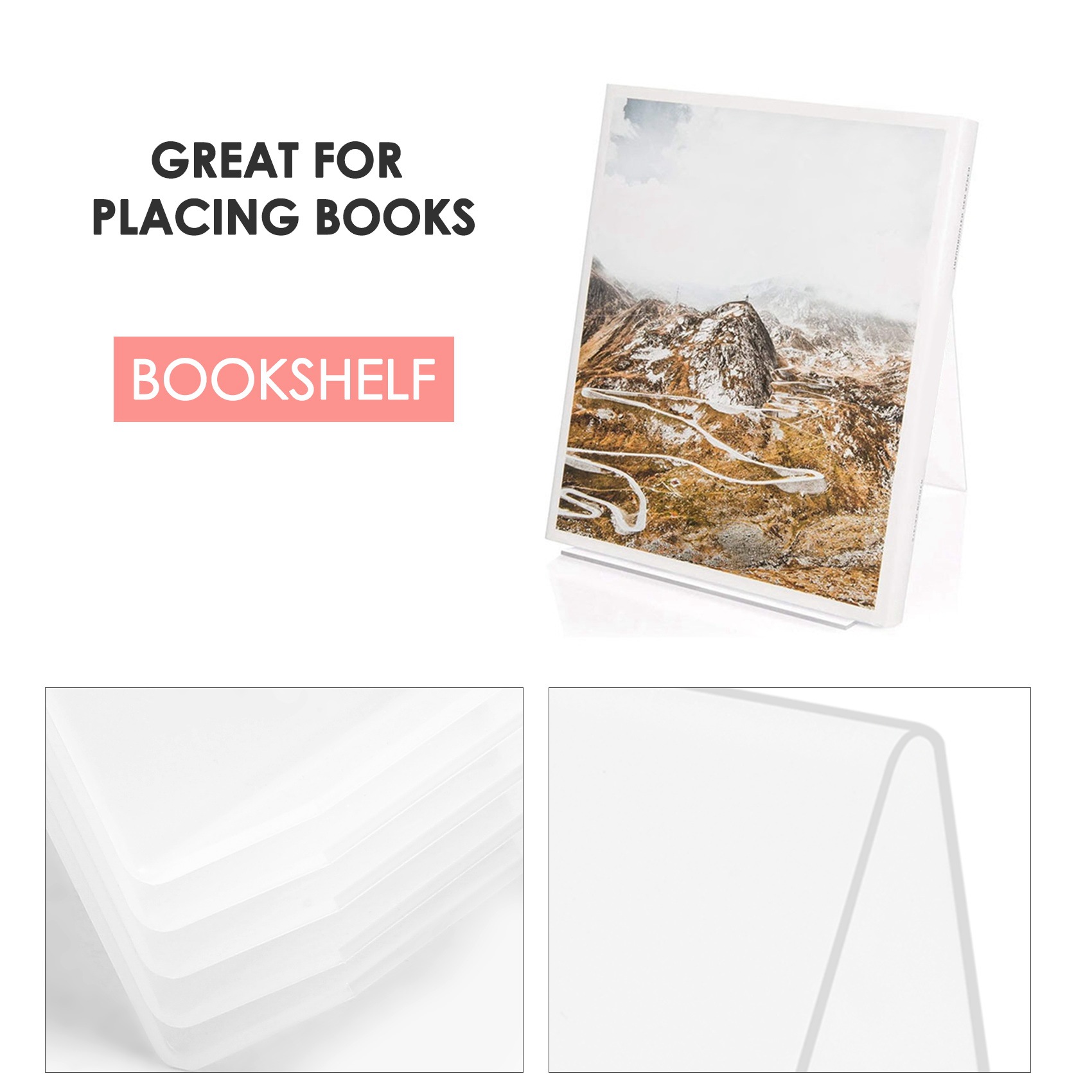 Clear Acrylic Book Stand Holder - Support de livre en acrylique COFA