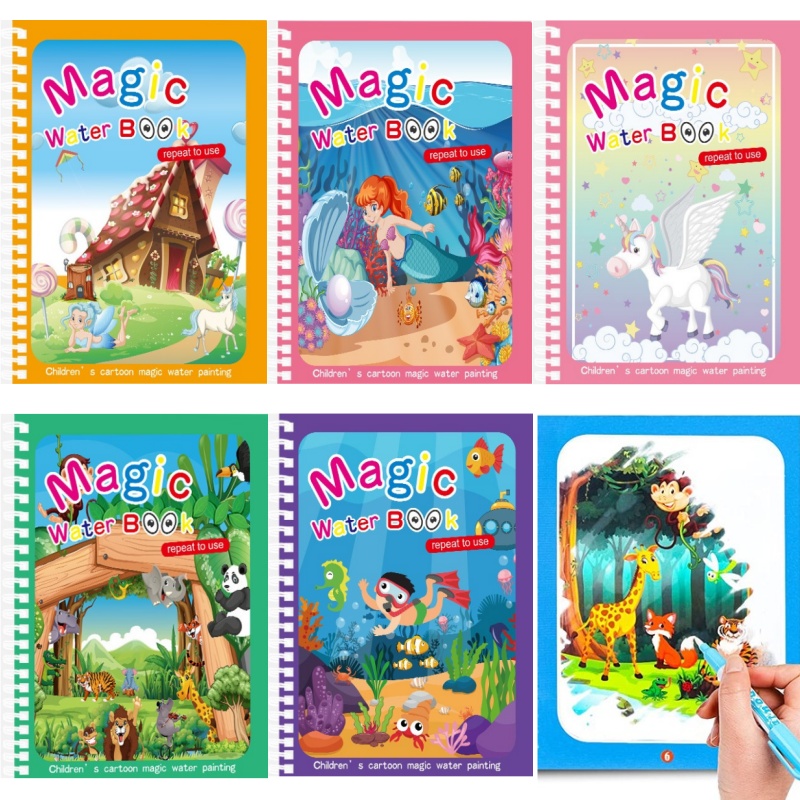 Reusable Water Magic Coloring Book - Livre de dessin à l'eau magique,