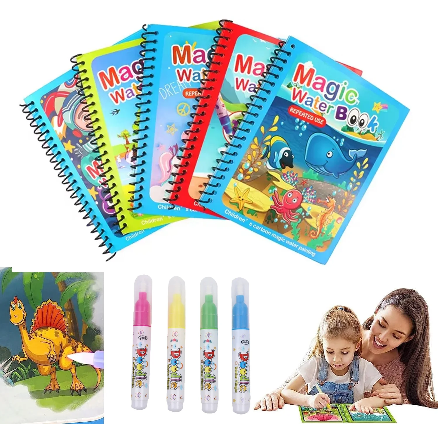 Reusable Water Magic Coloring Book - Livre magique de peinture à l'aquarelle