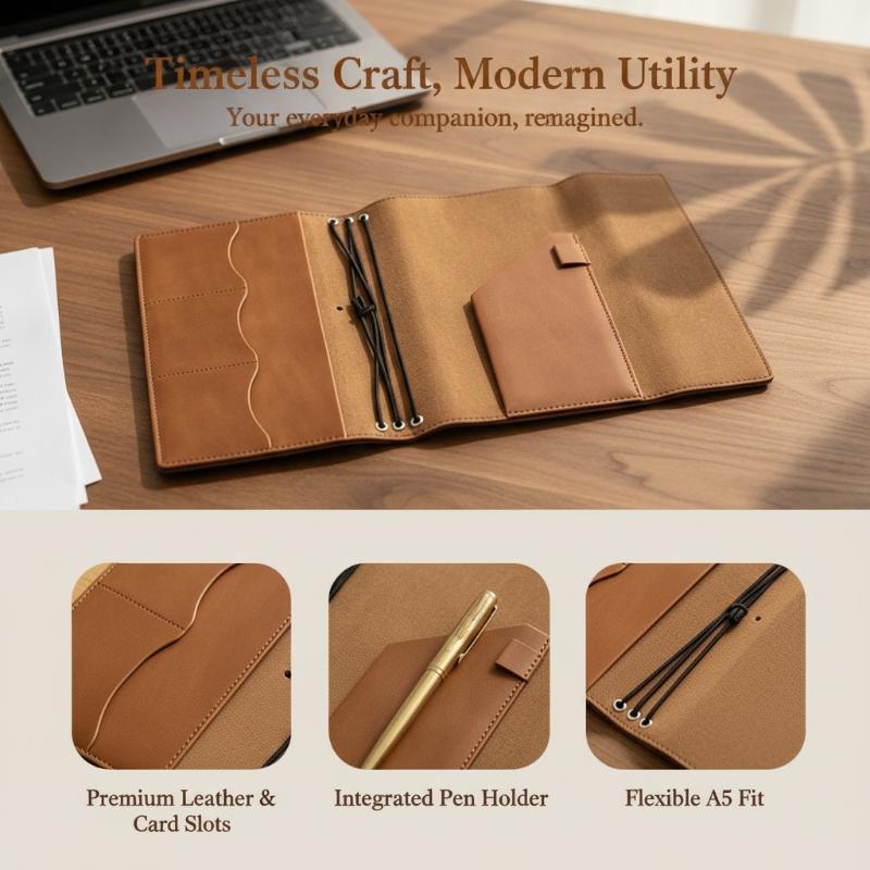 Vintage Leather Journal Notebook - Organiseur en cuir Crazy Horse rechargeable,